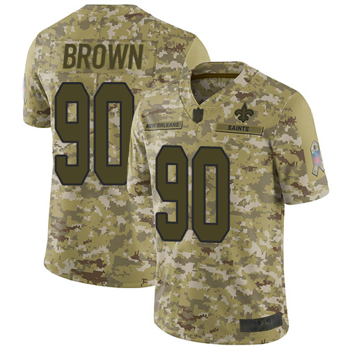 Saints #90 Malcom Brown Camo Youth Stitched Football Limited 2018 Salute to Service Jersey - Click Image to Close