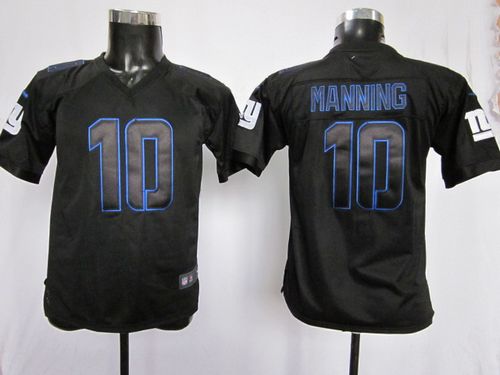 Nike Giants #10 Eli Manning Black Youth Stitched NFL Impact Elite Jersey