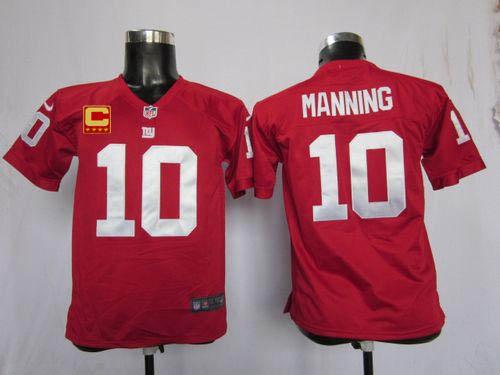 Nike Giants #10 Eli Manning Red Alternate With C Patch Youth Stitched NFL Elite Jersey