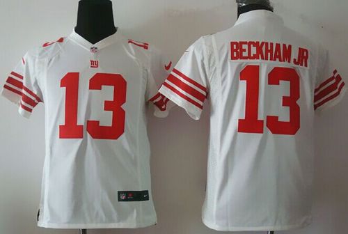 Nike Giants #13 Odell Beckham Jr White Youth Stitched NFL Elite Jersey