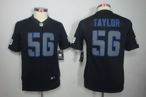 Nike Giants #56 Lawrence Taylor Black Impact Youth Stitched NFL Limited Jersey - Click Image to Close