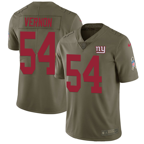 Nike Giants #54 Olivier Vernon Olive Youth Stitched NFL Limited 2017 Salute to Service Jersey