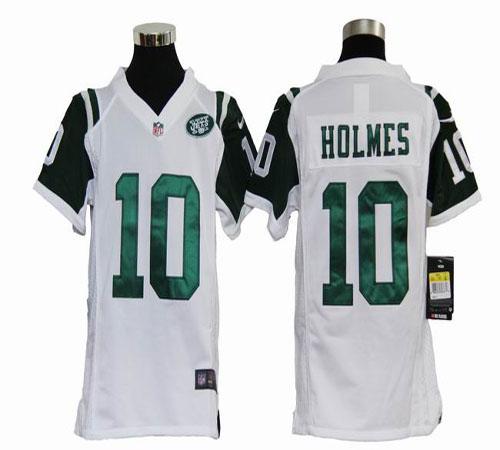 Nike Jets #10 Santonio Holmes White Youth Stitched NFL Elite Jersey - Click Image to Close