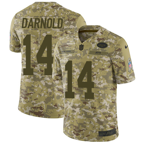 Nike Jets #14 Sam Darnold Camo Youth Stitched NFL Limited 2018 Salute to Service Jersey - Click Image to Close