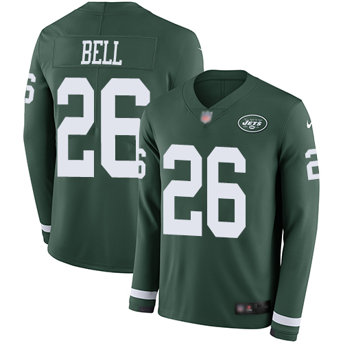 Jets #26 Le'Veon Bell Green Team Color Youth Stitched Football Limited Therma Long Sleeve Jersey