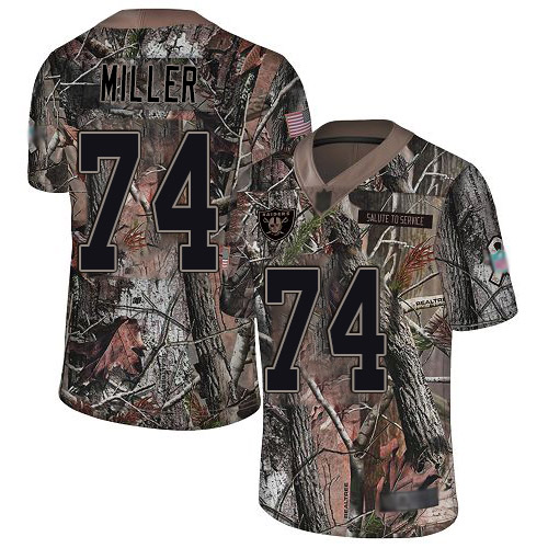 Raiders #74 Kolton Miller Camo Youth Stitched Football Limited Rush Realtree Jersey