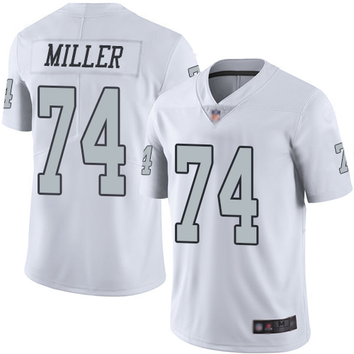 Raiders #74 Kolton Miller White Youth Stitched Football Limited Rush Jersey