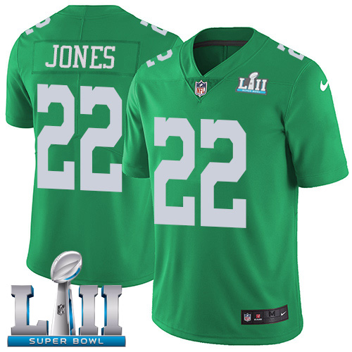 Nike Eagles #22 Sidney Jones Green Super Bowl LII Youth Stitched NFL Limited Rush Jersey - Click Image to Close