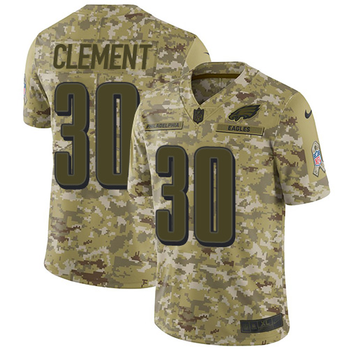 Nike Eagles #30 Corey Clement Camo Youth Stitched NFL Limited 2018 Salute to Service Jersey - Click Image to Close