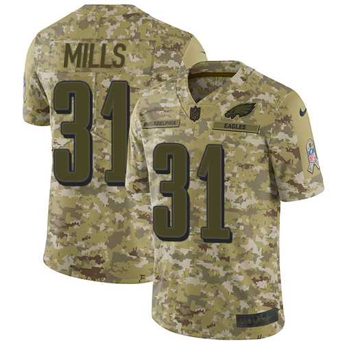 Nike Eagles #31 Jalen Mills Camo Youth Stitched NFL Limited 2018 Salute to Service Jersey - Click Image to Close