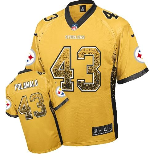 Nike Steelers #43 Troy Polamalu Gold Youth Stitched NFL Elite Drift Fashion Jersey