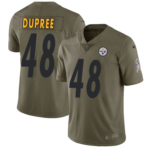 Nike Steelers #48 Bud Dupree Olive Youth Stitched NFL Limited 2017 Salute to Service Jersey - Click Image to Close