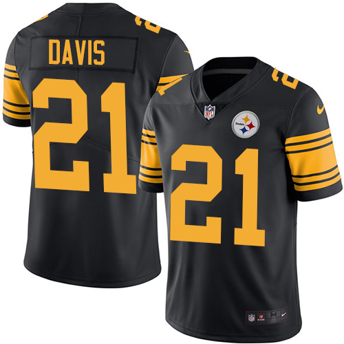 Nike Steelers #21 Sean Davis Black Youth Stitched NFL Limited Rush Jersey - Click Image to Close