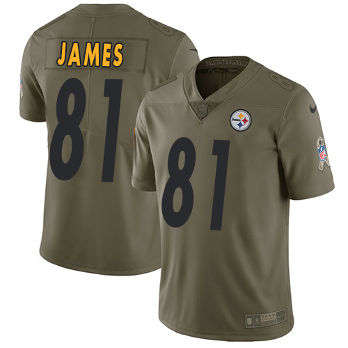 Nike Steelers #81 Jesse James Olive Youth Stitched NFL Limited 2017 Salute to Service Jersey