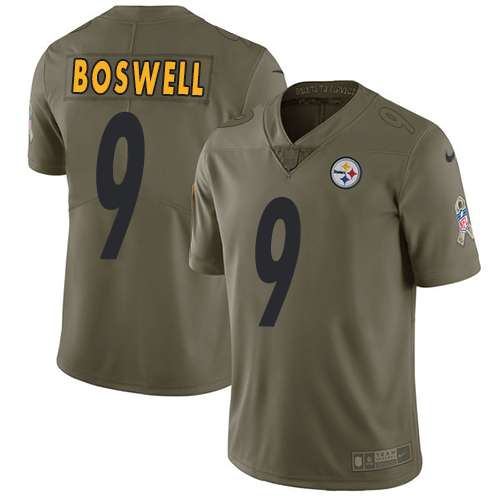 Nike Steelers #9 Chris Boswell Olive Youth Stitched NFL Limited 2017 Salute to Service Jersey - Click Image to Close