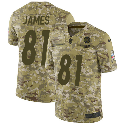 Nike Steelers #81 Jesse James Camo Youth Stitched NFL Limited 2018 Salute to Service Jersey