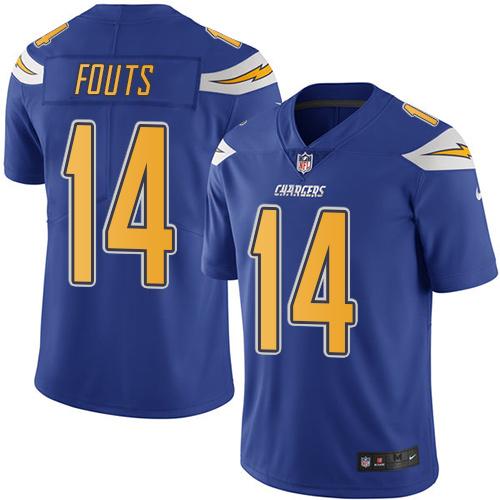 Nike Chargers #14 Dan Fouts Electric Blue Youth Stitched NFL Limited Rush Jersey - Click Image to Close