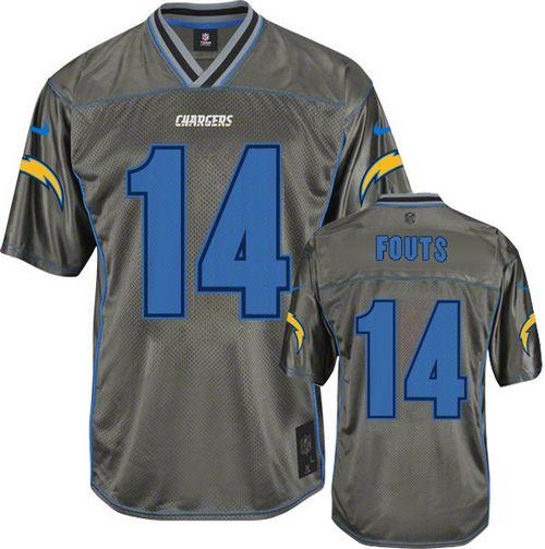 Nike Chargers #14 Dan Fouts Grey Youth Stitched NFL Elite Vapor Jersey - Click Image to Close