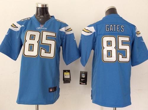 Nike Chargers #85 Antonio Gates Electric Blue Alternate Youth Stitched NFL New Elite Jersey - Click Image to Close