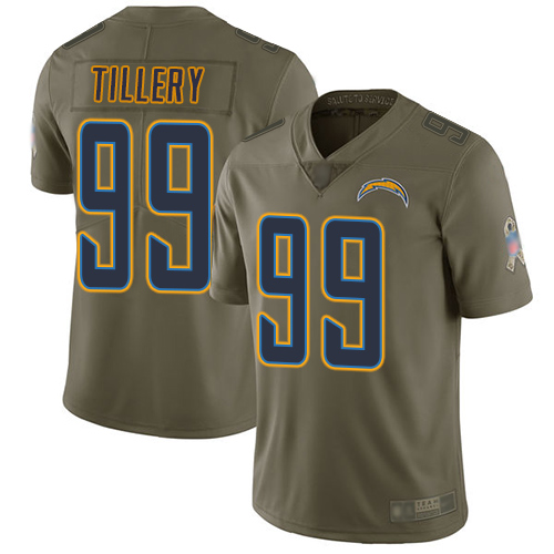 Chargers #99 Jerry Tillery Olive Youth Stitched Football Limited 2017 Salute to Service Jersey