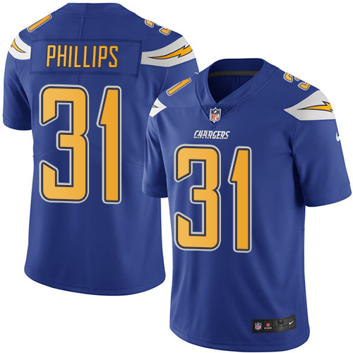 Nike Chargers #31 Adrian Phillips Electric Blue Youth Stitched NFL Limited Rush Jersey - Click Image to Close