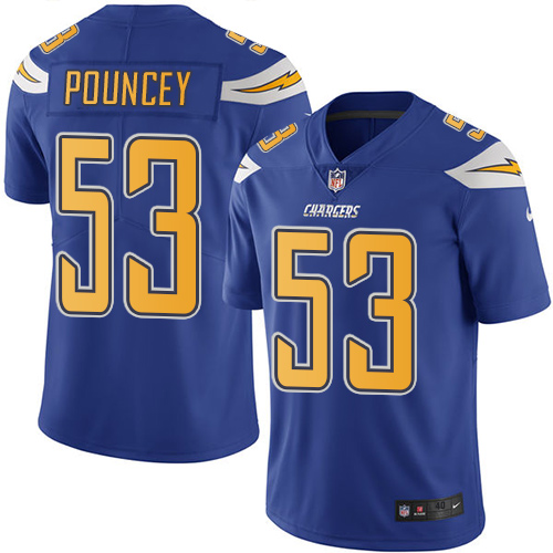 Nike Chargers #53 Mike Pouncey Electric Blue Youth Stitched NFL Limited Rush Jersey - Click Image to Close