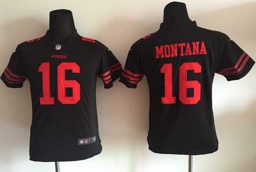 Nike 49ers #16 Joe Montana Black Alternate Youth Stitched NFL Elite Jersey