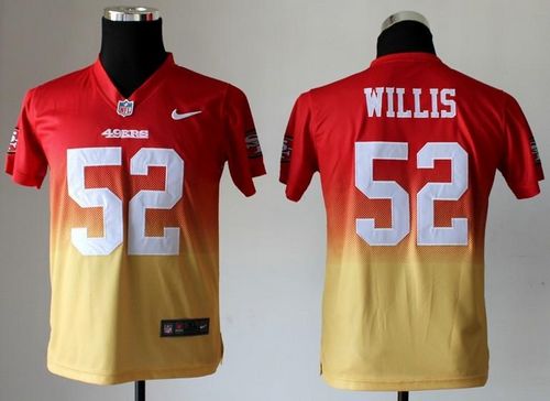 Nike 49ers #52 Patrick Willis Red/Gold Youth Stitched NFL Elite Fadeaway Fashion Jersey - Click Image to Close