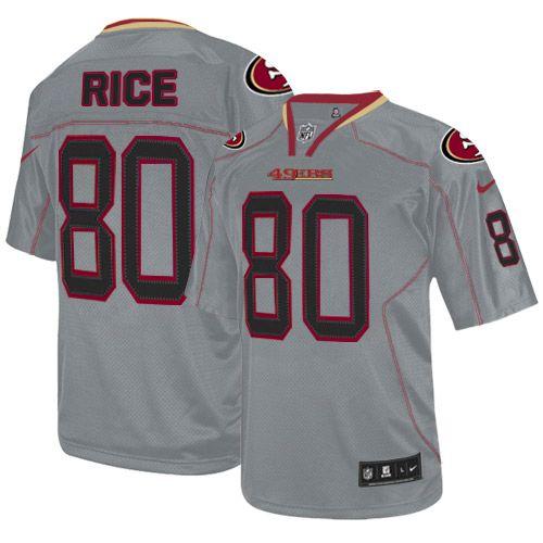 Nike 49ers #80 Jerry Rice Lights Out Grey Youth Stitched NFL Elite Jersey - Click Image to Close