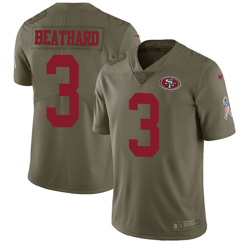 Nike 49ers #3 C.J. Beathard Olive Youth Stitched NFL Limited 2017 Salute to Service Jersey - Click Image to Close