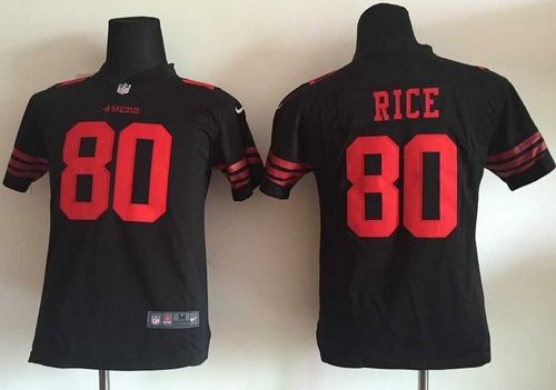 Nike 49ers #80 Jerry Rice Black Alternate Youth Stitched NFL Elite Jersey