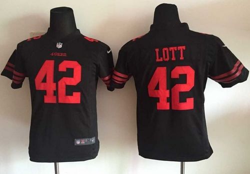 Nike 49ers #42 Ronnie Lott Black Alternate Youth Stitched NFL Elite Jersey