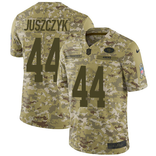 Nike 49ers #44 Kyle Juszczyk Camo Youth Stitched NFL Limited 2018 Salute to Service Jersey - Click Image to Close