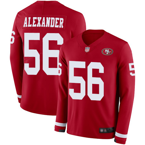 49ers #56 Kwon Alexander Red Team Color Youth Stitched Football Limited Therma Long Sleeve Jersey