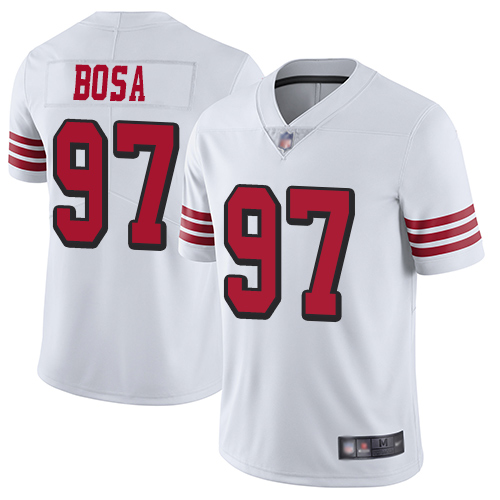 49ers #97 Nick Bosa White Rush Youth Stitched Football Vapor Untouchable Limited Jersey - Click Image to Close