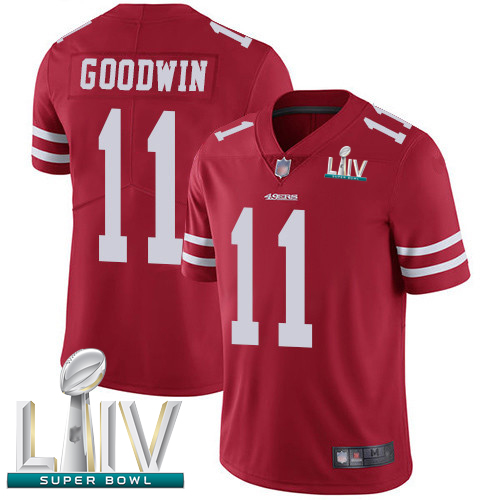 49ers #11 Marquise Goodwin Red Team Color Super Bowl LIV Bound Youth Stitched Football Vapor Untouchable Limited Jersey