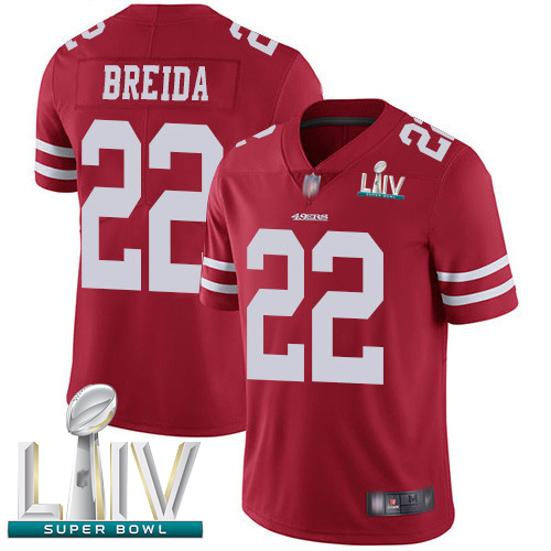 49ers #22 Matt Breida Red Team Color Super Bowl LIV Bound Youth Stitched Football Vapor Untouchable Limited Jersey - Click Image to Close