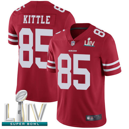 49ers #85 George Kittle Red Team Color Super Bowl LIV Bound Youth Stitched Football Vapor Untouchable Limited Jersey - Click Image to Close