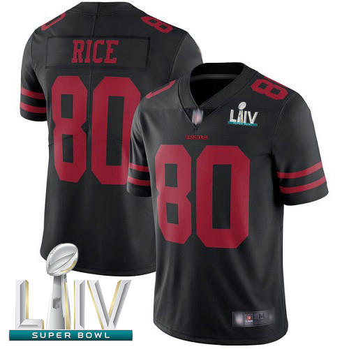 49ers #80 Jerry Rice Black Alternate Super Bowl LIV Bound Youth Stitched Football Vapor Untouchable Limited Jersey - Click Image to Close