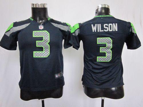 Nike Seahawks #3 Russell Wilson Steel Blue Team Color Youth Stitched NFL Elite Jersey