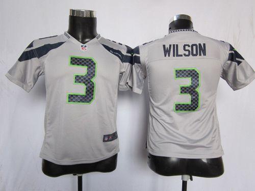 Nike Seahawks #3 Russell Wilson Grey Alternate Youth Stitched NFL Elite Jersey