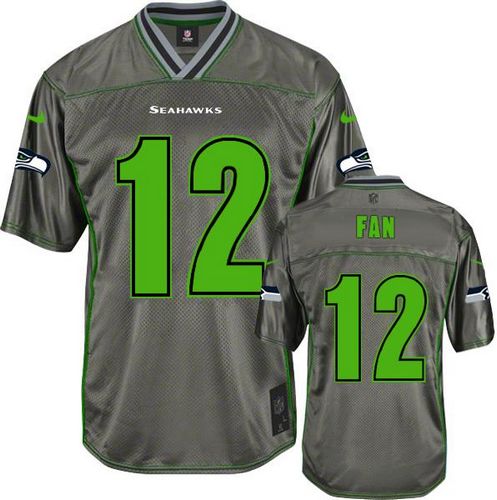 Nike Seahawks #12 Fan Grey Youth Stitched NFL Elite Vapor Jersey