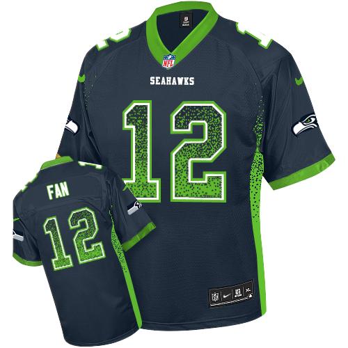 Nike Seahawks #12 Fan Steel Blue Team Color Youth Stitched NFL Elite Drift Fashion Jersey - Click Image to Close