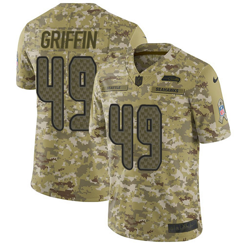 Nike Seahawks #49 Shaquem Griffin Camo Youth Stitched NFL Limited 2018 Salute to Service Jersey - Click Image to Close