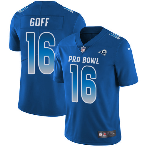 Nike Rams #16 Jared Goff Royal Youth Stitched NFL Limited NFC 2019 Pro Bowl Jersey - Click Image to Close