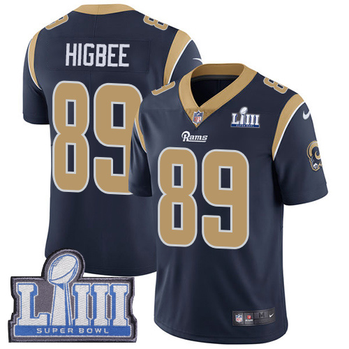 Nike Rams #89 Tyler Higbee Navy Blue Team Color Super Bowl LIII Bound Youth Stitched NFL Vapor Untouchable Limited Jersey