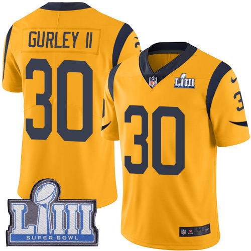 Nike Rams #30 Todd Gurley II Gold Super Bowl LIII Bound Youth Stitched NFL Limited Rush Jersey