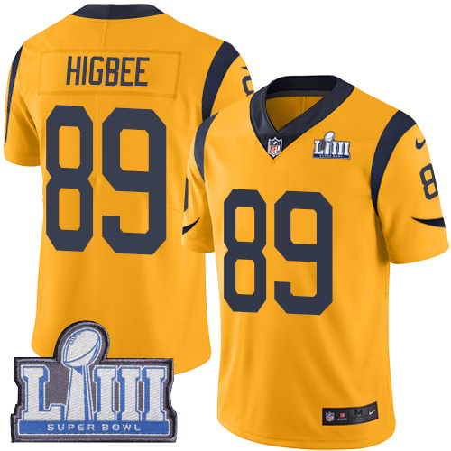 Nike Rams #89 Tyler Higbee Gold Super Bowl LIII Bound Youth Stitched NFL Limited Rush Jersey - Click Image to Close