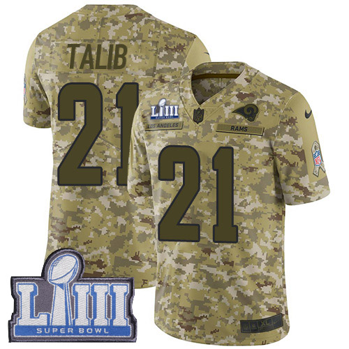 Nike Rams #21 Aqib Talib Camo Super Bowl LIII Bound Youth Stitched NFL Limited 2018 Salute to Service Jersey - Click Image to Close