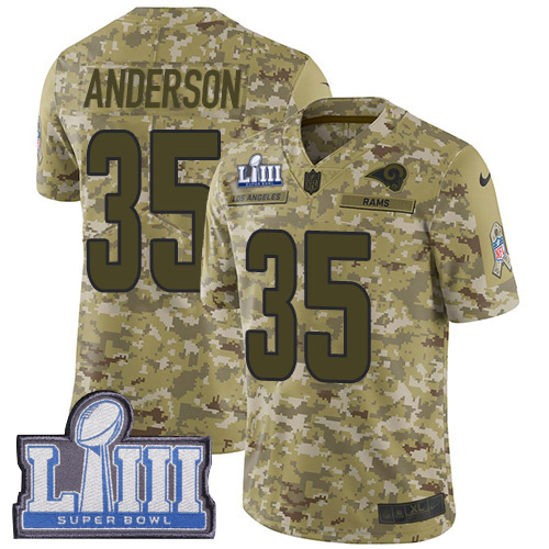 Nike Rams #35 C.J. Anderson Camo Super Bowl LIII Bound Youth Stitched NFL Limited 2018 Salute to Service Jersey